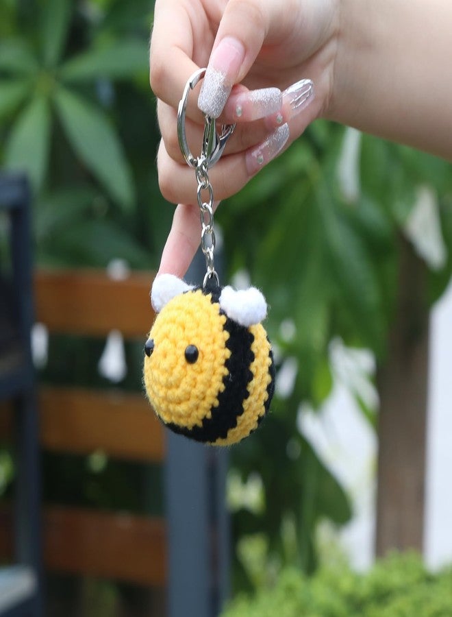 URTERYSER Crocheted Keychain, Bees Keychain 3D Bumblebees Pendant Keyring Cute Car Keyring Charm Handmade, Yellow - Image 4